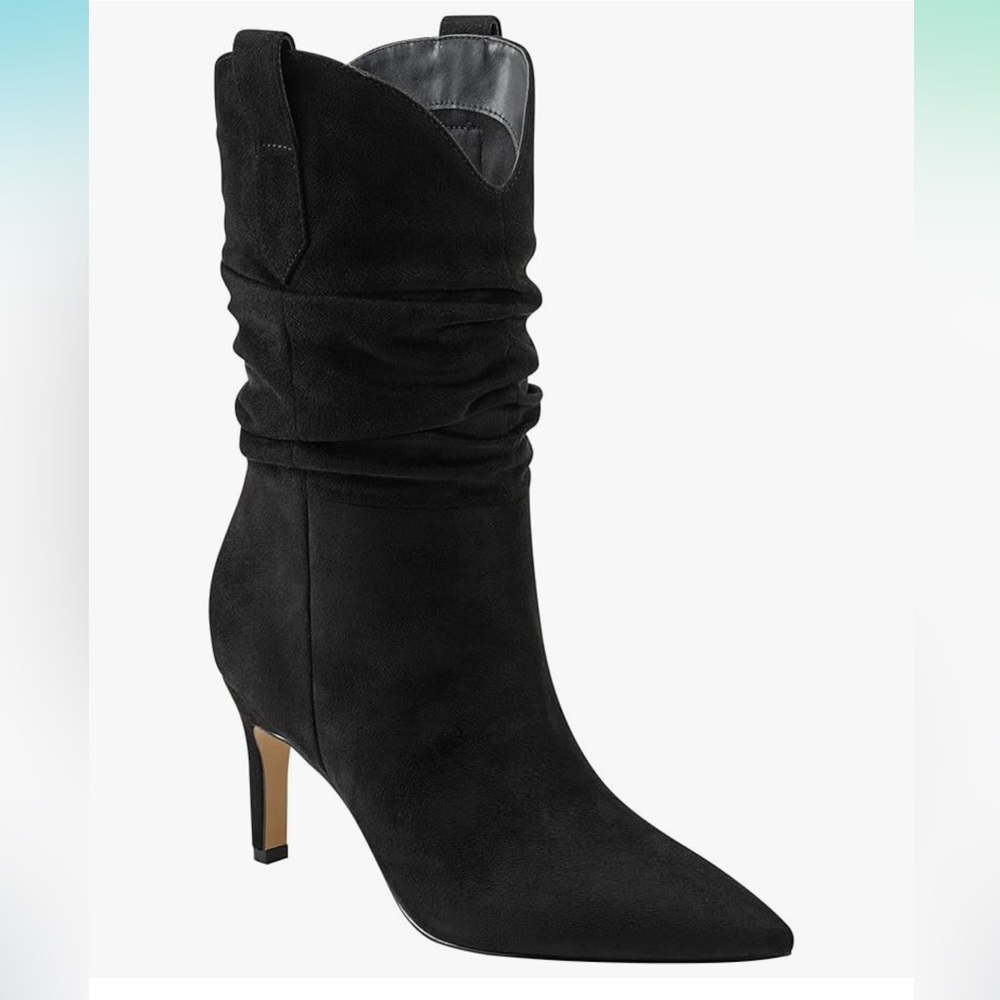 Marc Fisher GIENNA Slouch Bootie Black Faux Suede, Size 5